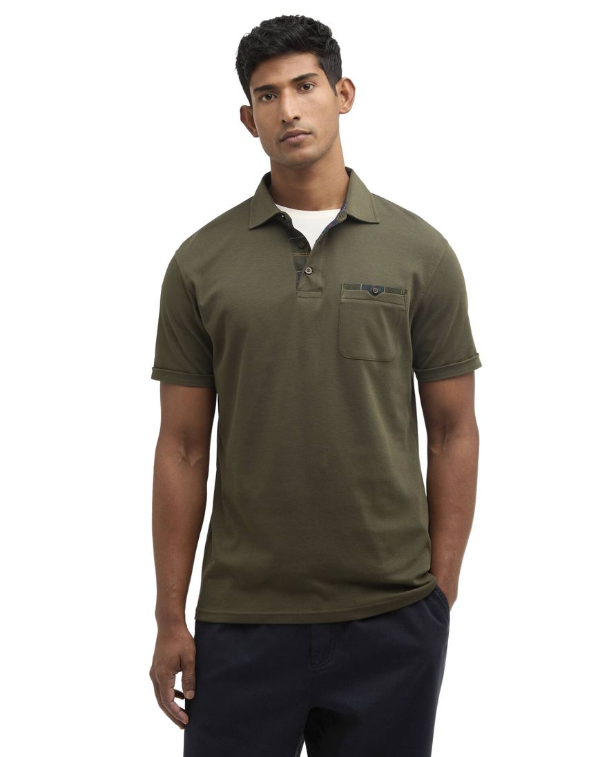 Donkergroene polo Barbour korte mouw 3 knoopjes