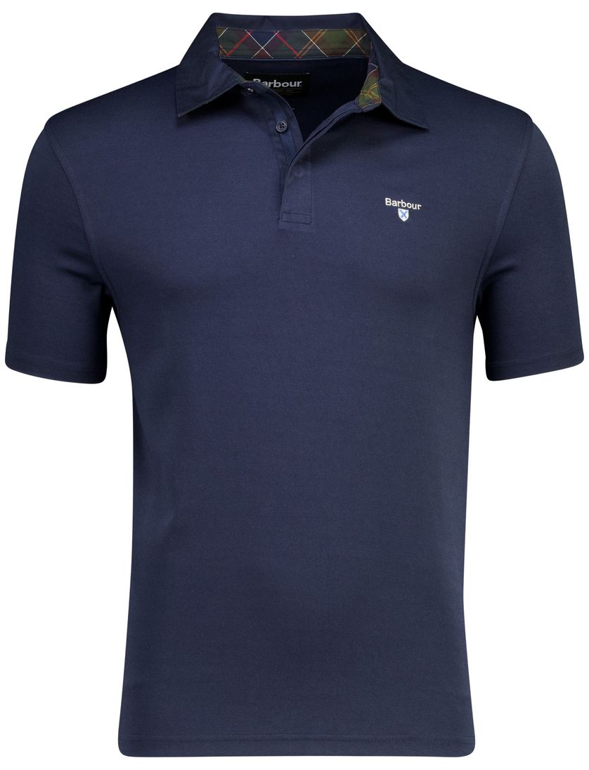 Donkerblauwe polo Barbour Regular Fit pique