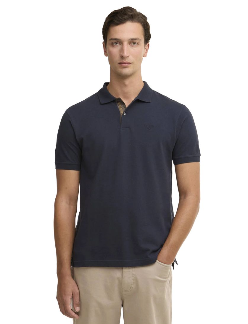 Donkerblauwe polo Barbour Tailored Fit pique