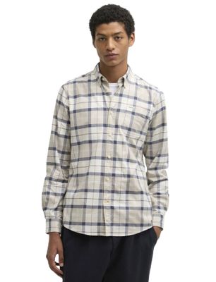 Barbour Geruit overhemd Barbour Tailored Fit blauw met borstzak