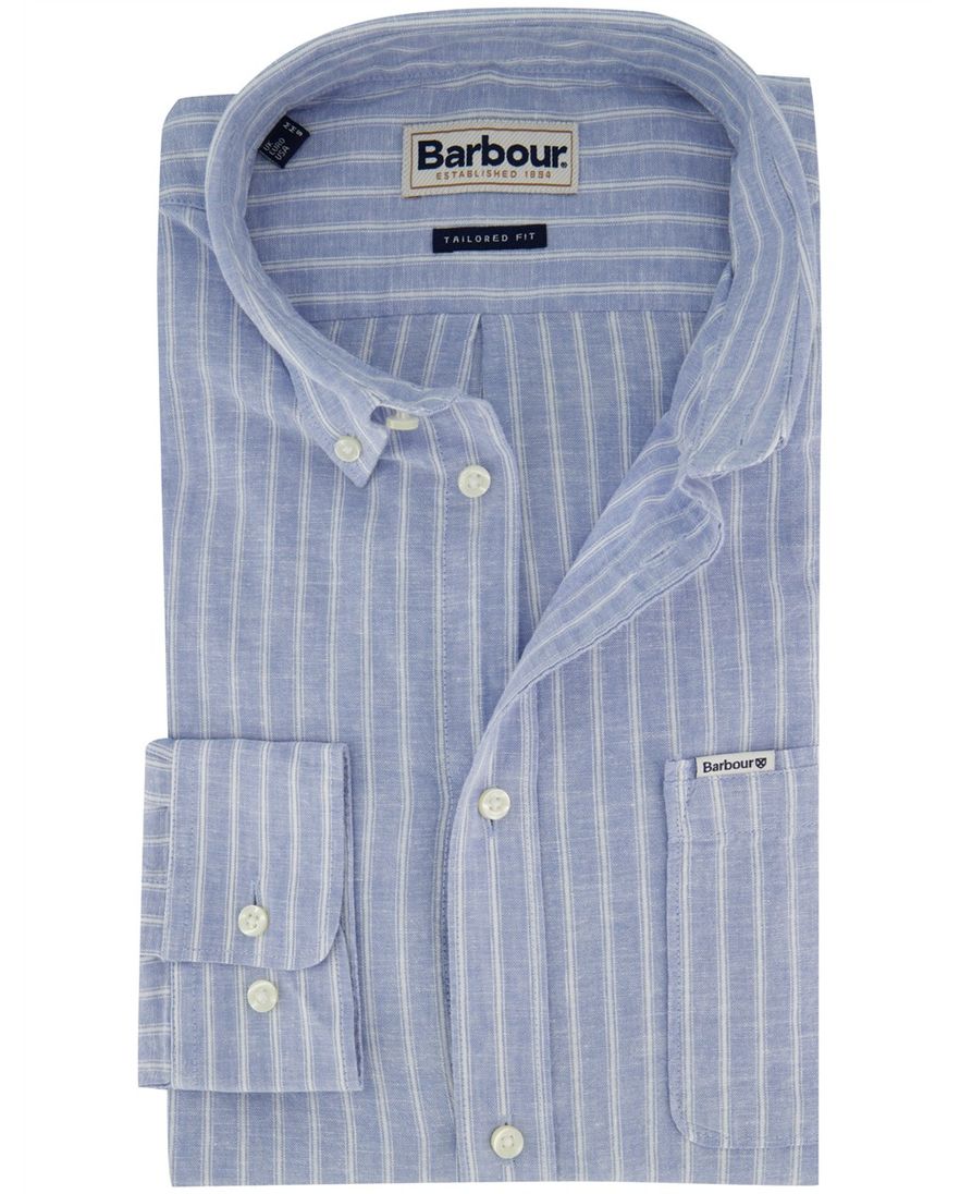 Barbour overhemd Tailored Fit blauw gestreept