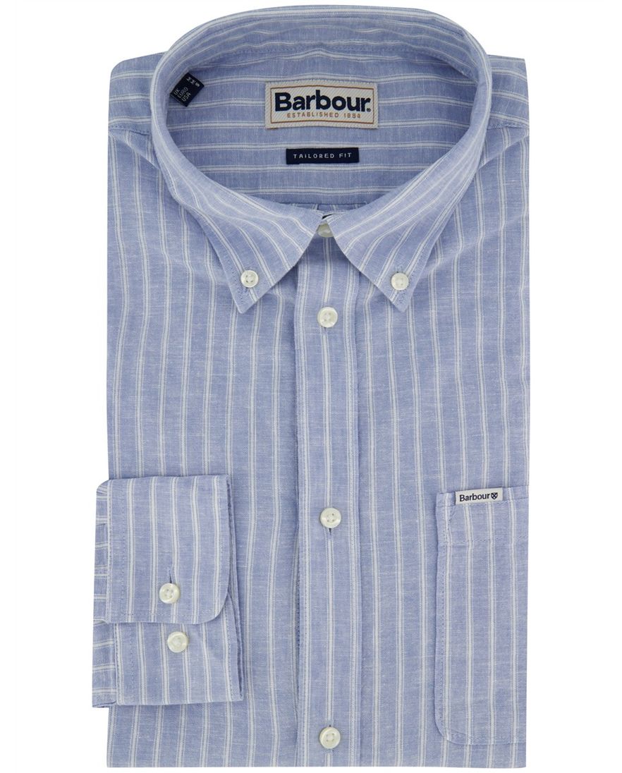 Barbour overhemd Tailored Fit blauw gestreept