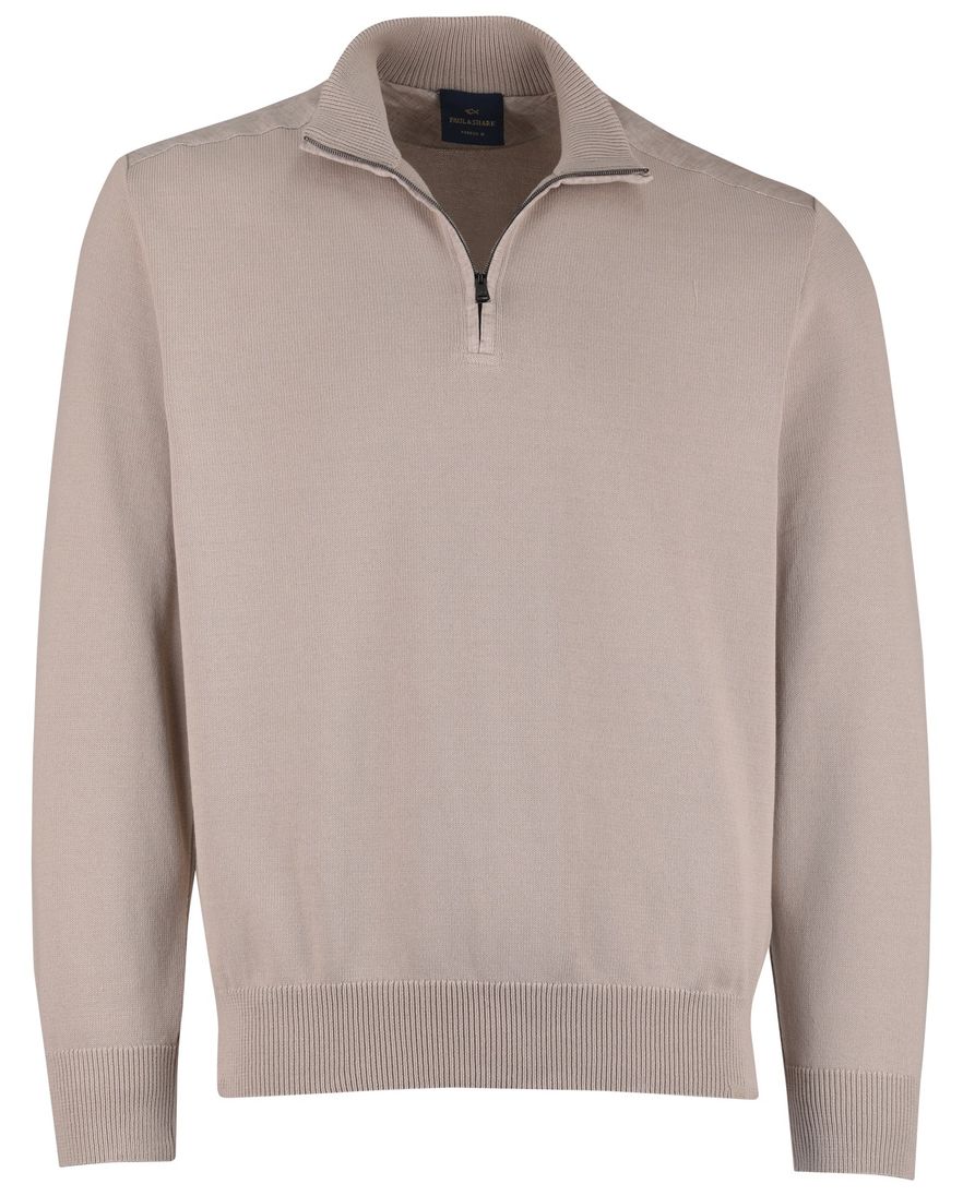 Beige half zip trui Paul & Shark gebreid katoen
