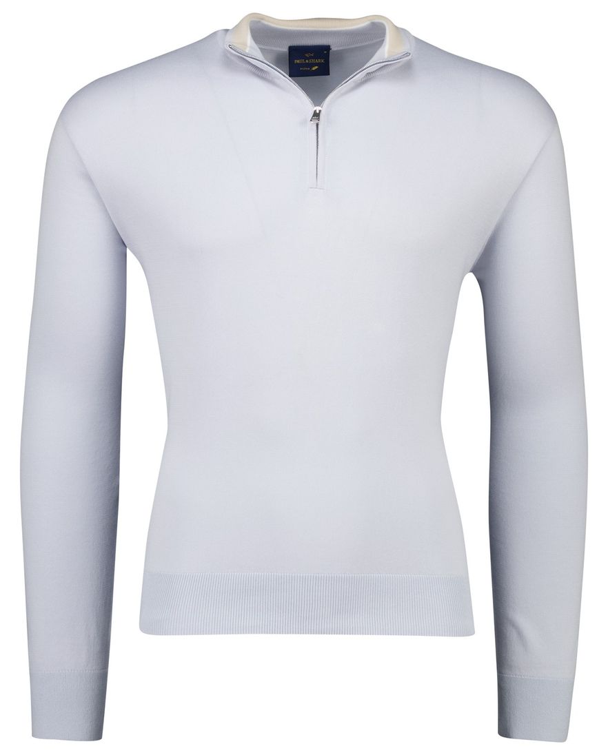 Paul & Shark lichtblauwe heren trui met rits kraag