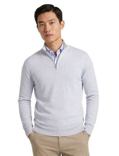 Paul & Shark Paul & Shark lichtblauwe heren trui met rits kraag