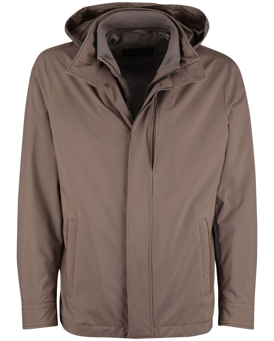 bruine tussenjas Paul & Shark met capuchon rits en knopen