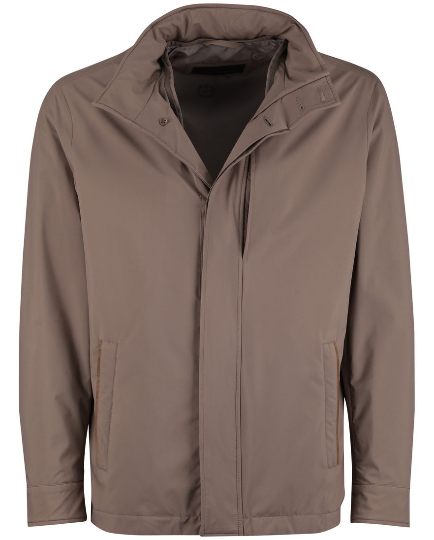 bruine tussenjas Paul & Shark met capuchon rits en knopen