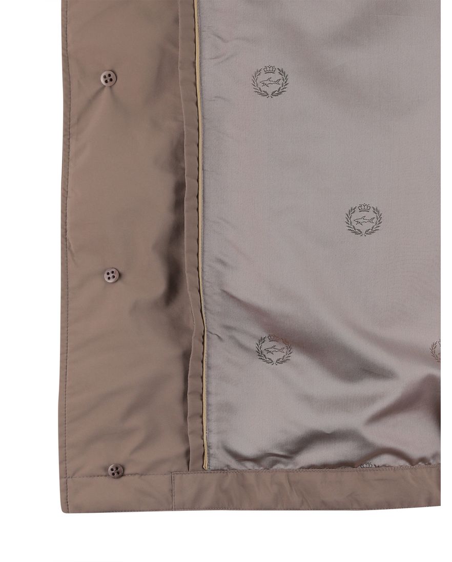 bruine tussenjas Paul & Shark met capuchon rits en knopen