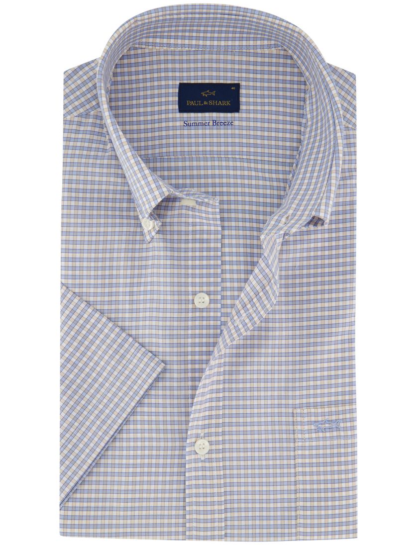 Overhemd Paul & Shark blauw ruiten print met borstzak