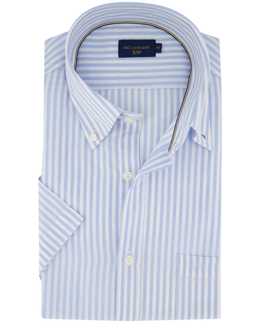 Wijde fit Paul & Shark x soft korte mouw lichtblauw overhemd