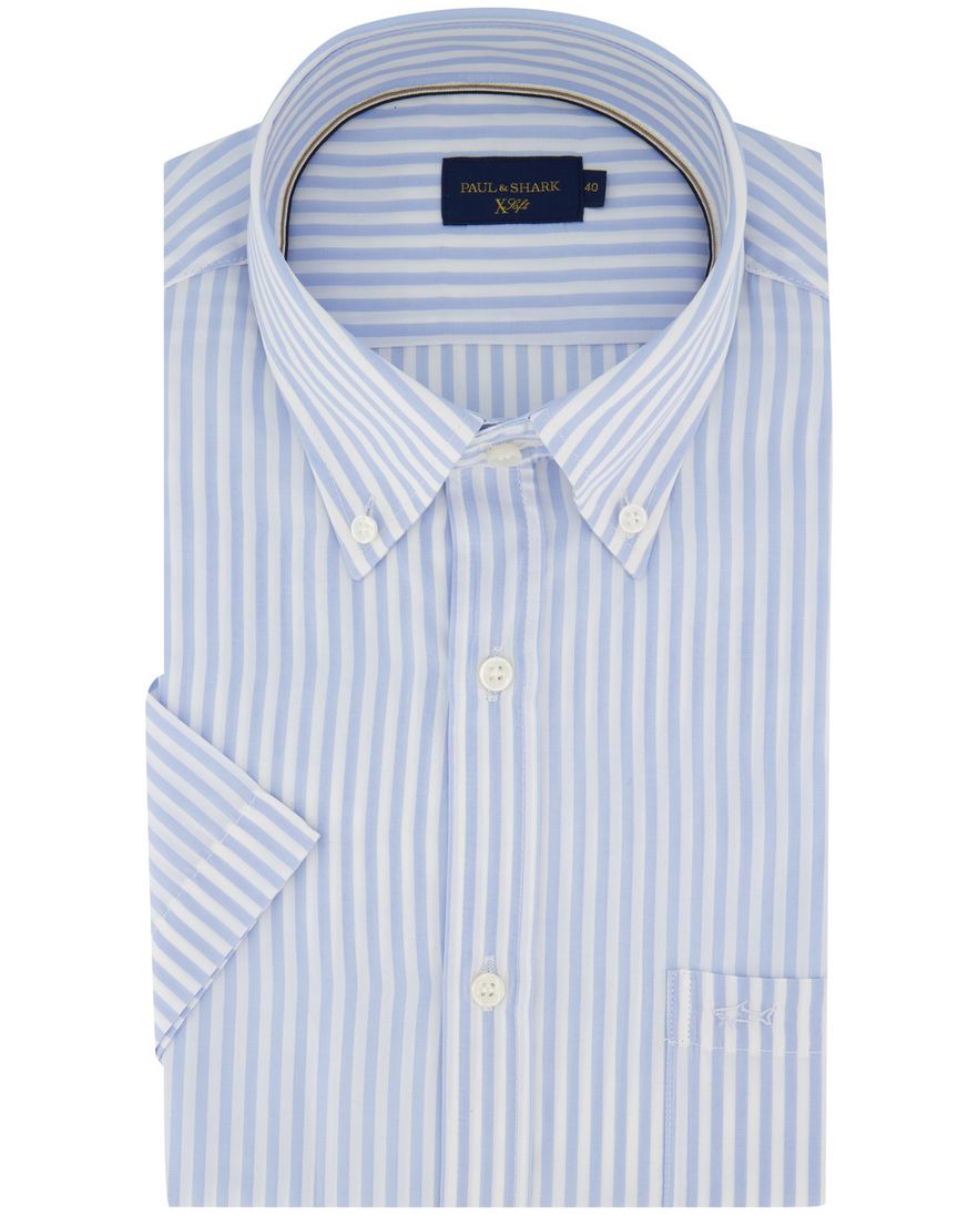 Wijde fit Paul & Shark x soft korte mouw lichtblauw overhemd