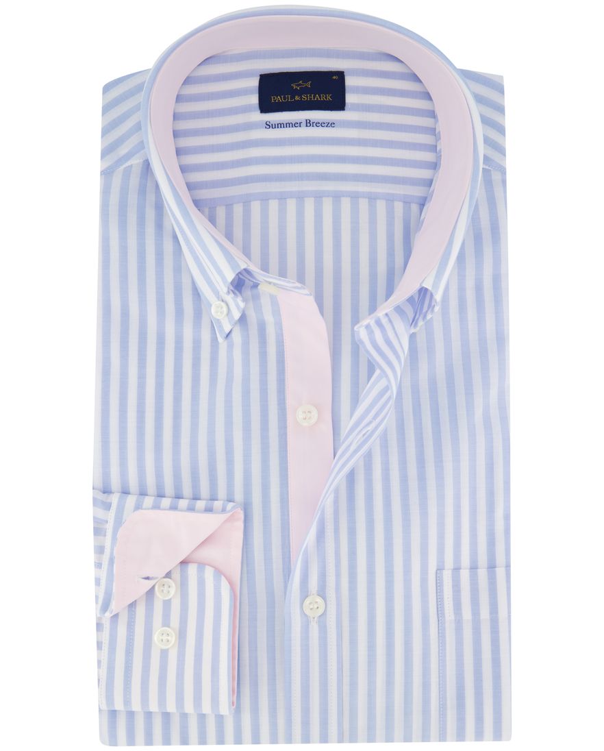 Paul & Shark overhemd lichtblauw gestreept met borstzak