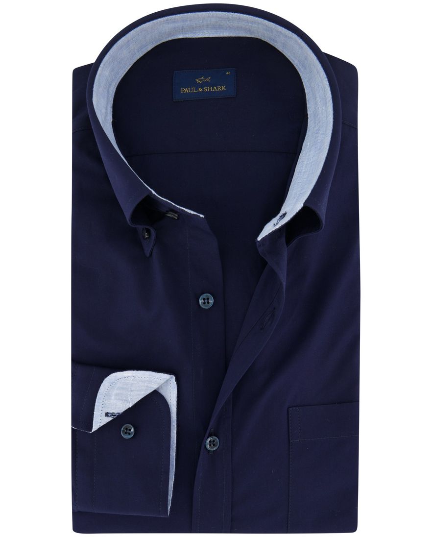 Paul & Shark overhemd donkerblauw blauwe knopen