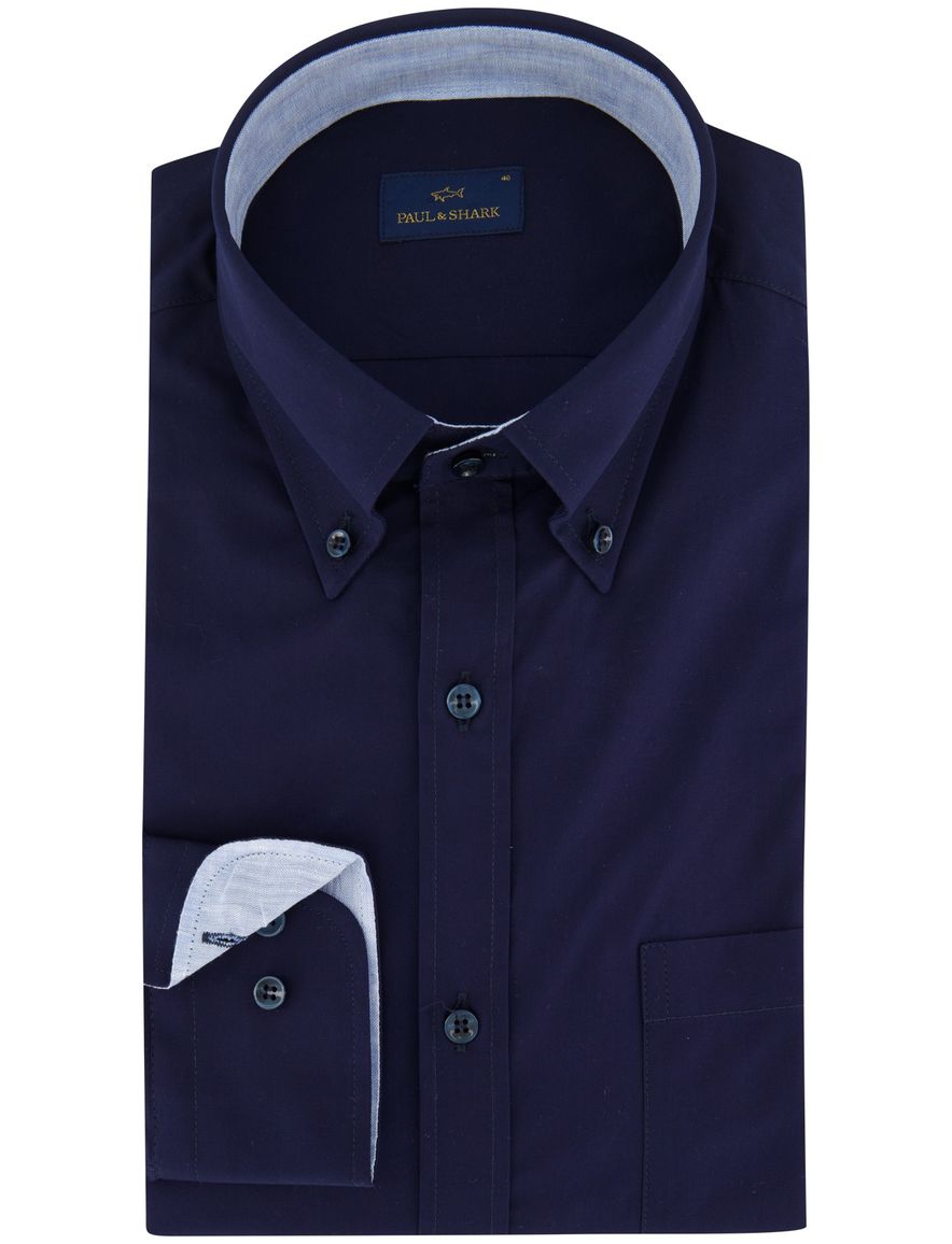 Paul & Shark overhemd donkerblauw blauwe knopen