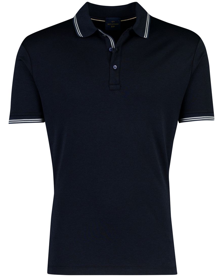 navy poloshirt Paul & Shark normale fit 3 knoops
