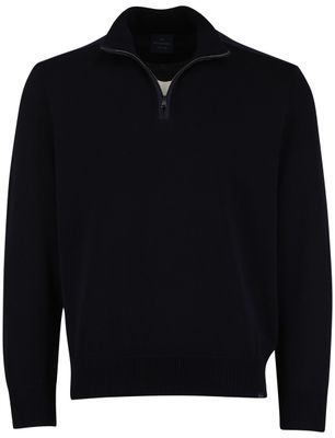 Paul & Shark Paul & Shark Half zip trui donkerblauw schouderpads katoen