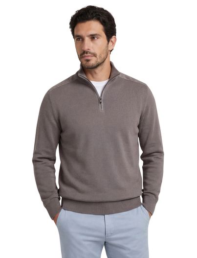 Paul & Shark Bruine trui half zip normale fit Paul & Shark