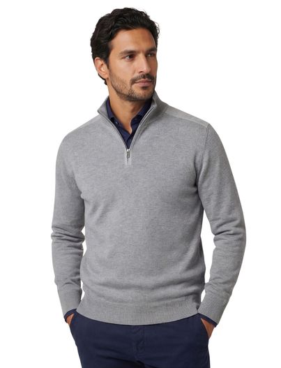 Paul & Shark Grijze trui Paul & Shark normale fit half zip