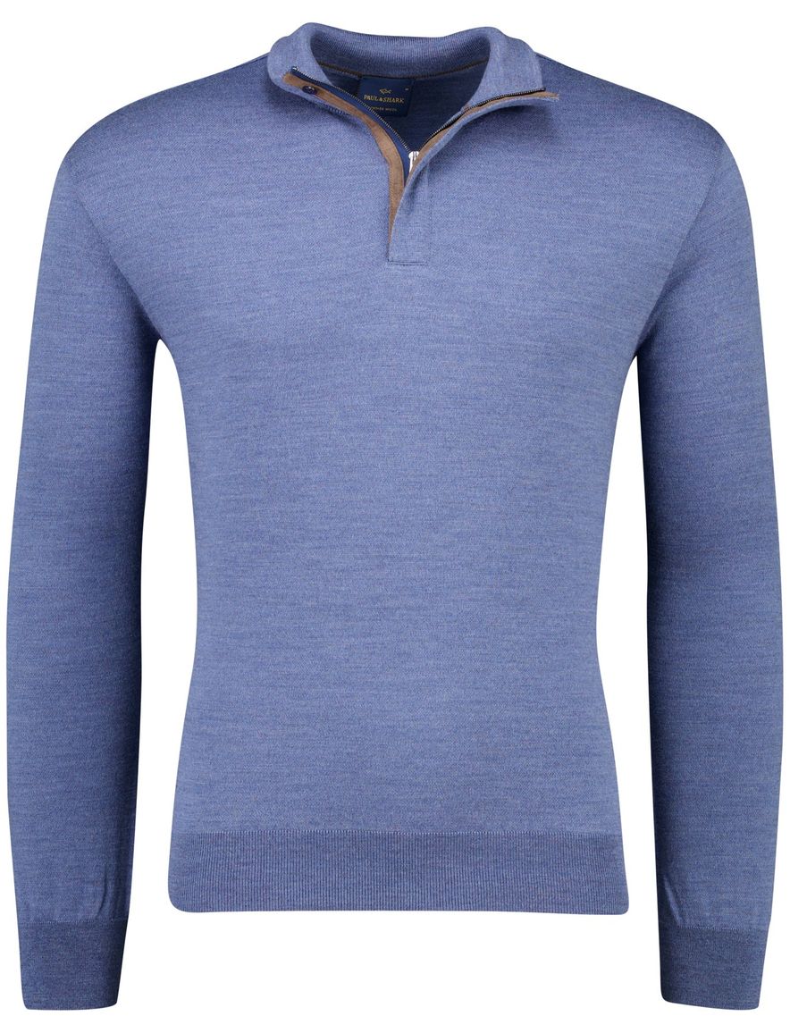 Paul & Shark blauwe heren trui wol met rits hals