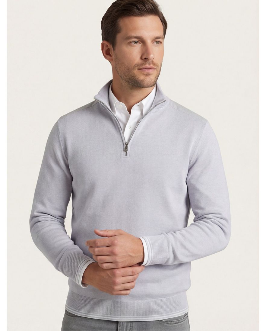 Lichtblauw trui Paul & Shark half zip normale fit