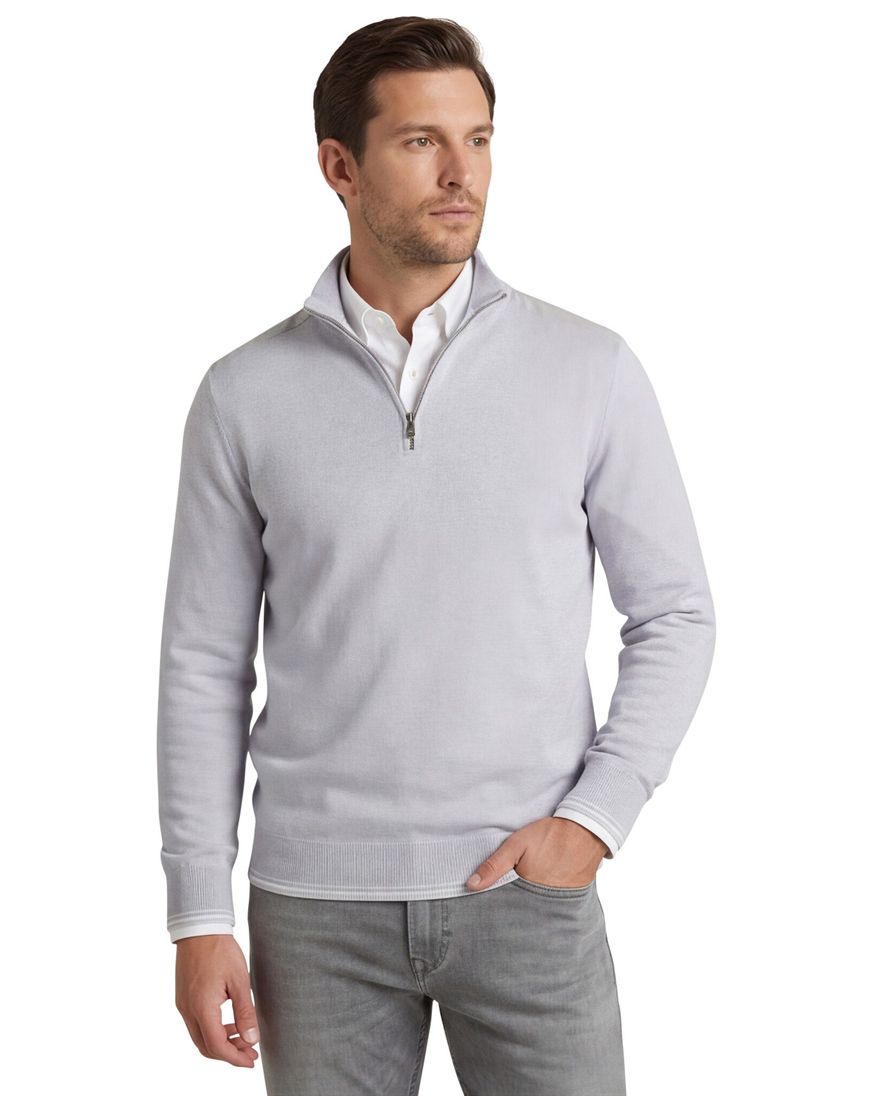 Lichtblauw trui Paul & Shark half zip normale fit