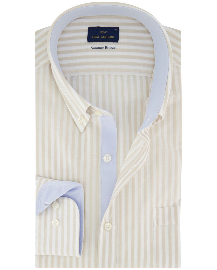 Paul & Shark overhemd beige button-down boord