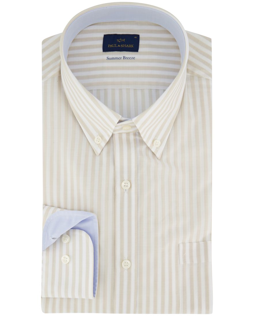 Paul & Shark overhemd beige button-down boord