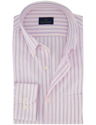 Paul & Shark Paul & Shark gestreept katoenen overhemd roze button down