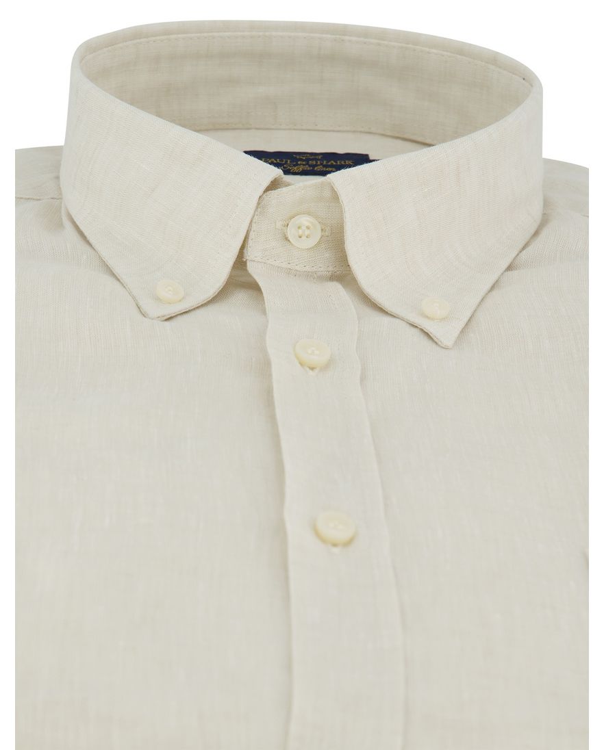 Paul & Shark overhemd beige gemeleerd 100% linnen