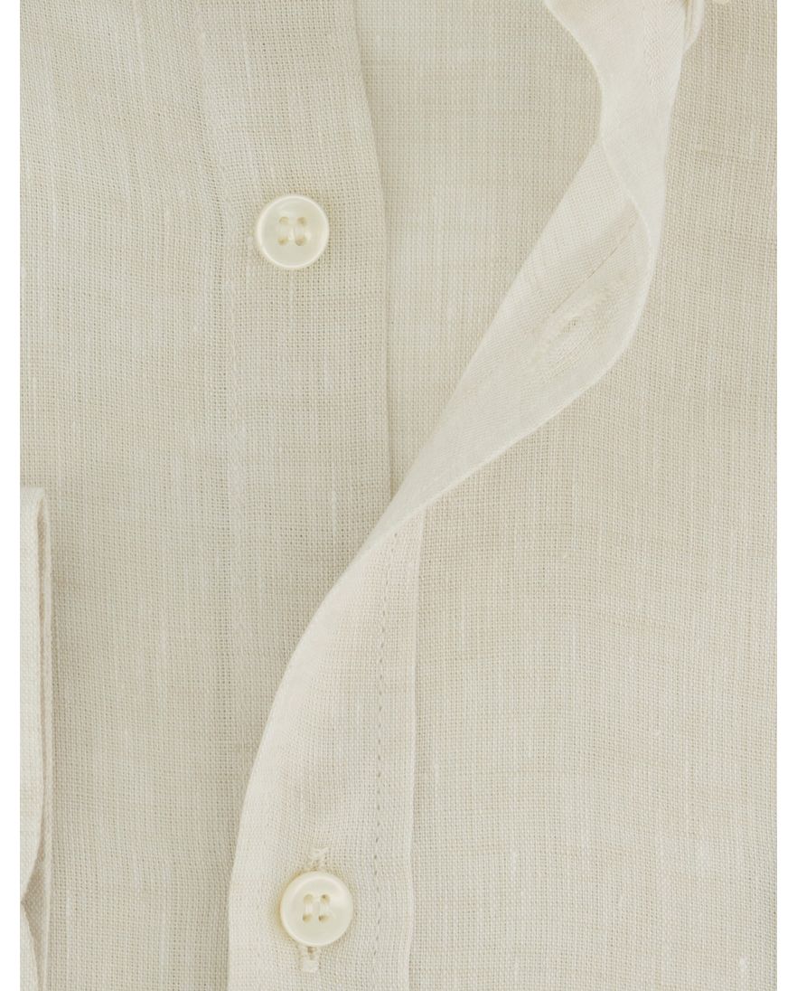 Paul & Shark overhemd beige gemeleerd 100% linnen