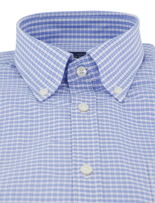 Paul & Shark korte mouw lichtblauw geruit