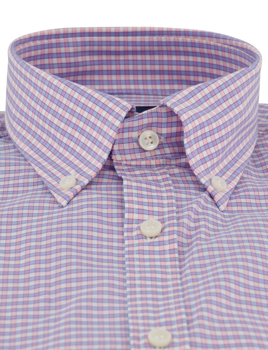 Overhemd Summer Breeze Paul & Shark blauw roze geruit korte mouw