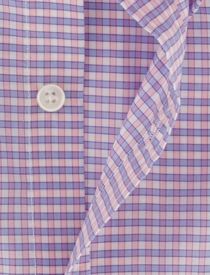 Overhemd Summer Breeze Paul & Shark blauw roze geruit korte mouw