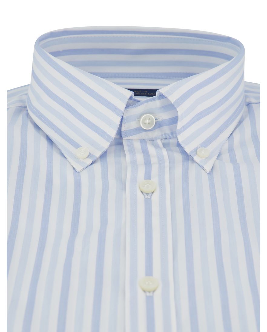 Paul & Shark overhemd korte mouw lichtblauw wit wijde fit