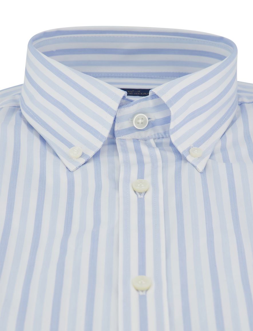 Paul & Shark overhemd korte mouw lichtblauw wit wijde fit