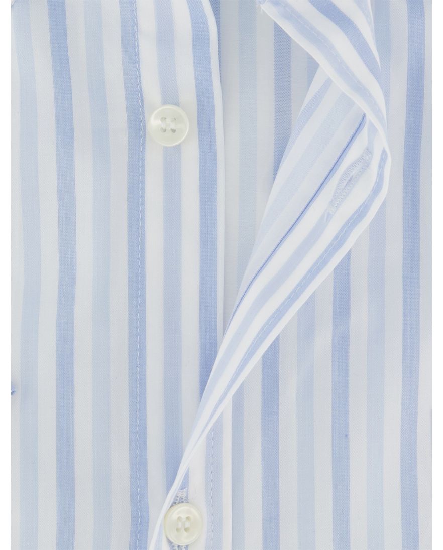 Paul & Shark overhemd korte mouw lichtblauw wit wijde fit