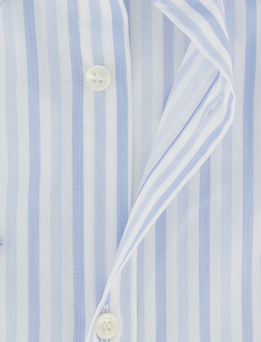 Paul & Shark overhemd korte mouw lichtblauw wit wijde fit