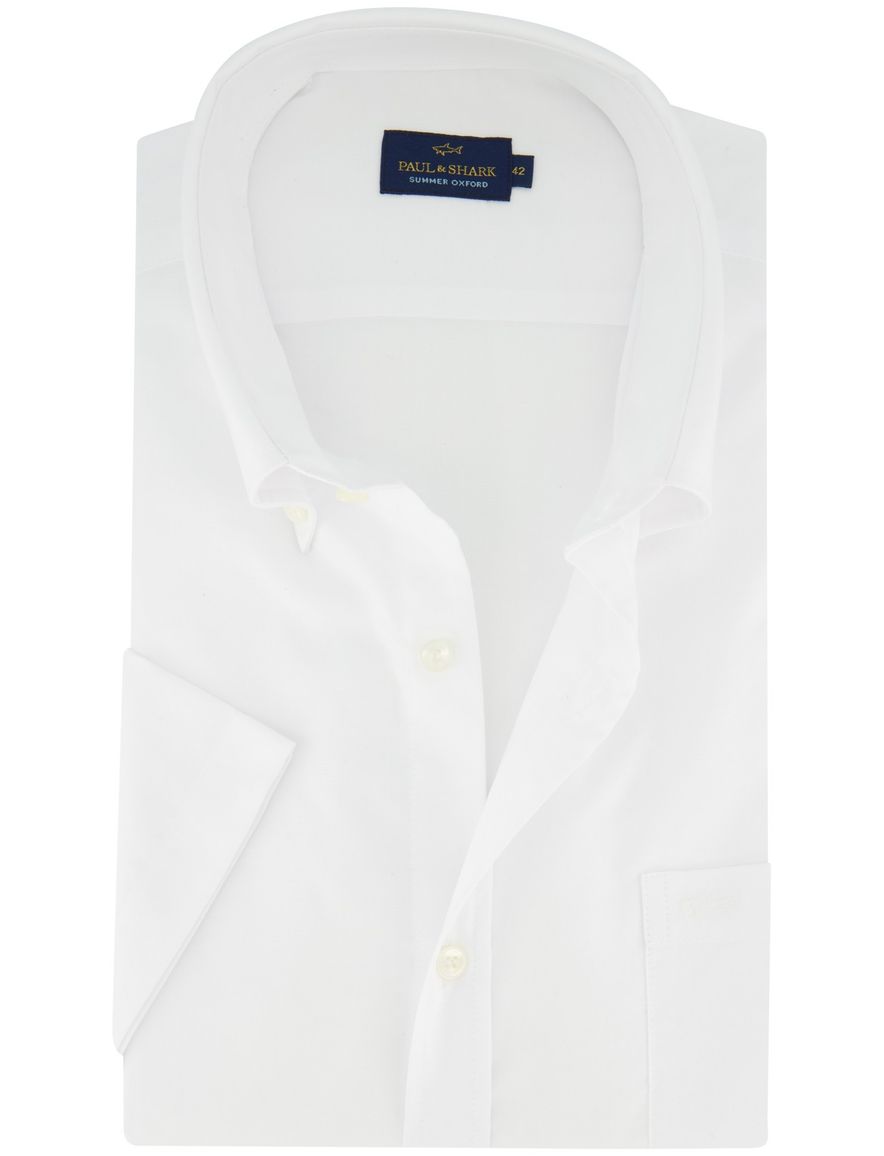 Paul & Shark overhemd korte mouw wit button-down collar