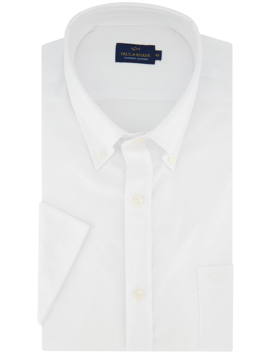 Paul & Shark overhemd korte mouw wit button-down collar
