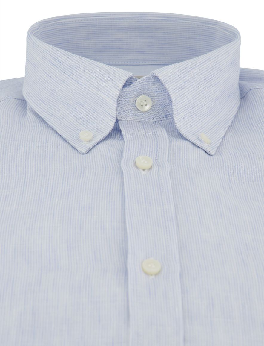 Paul & Shark overhemd blauw wit gestreept button-down collar