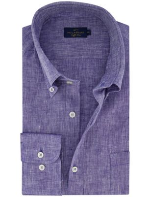 Paul & Shark Paul & Shark overhemd donkerblauw gemeleerd borstzak wijde fit