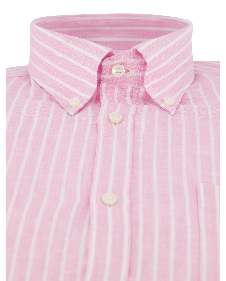 Paul & Shark linnen overhemd roze witte streep