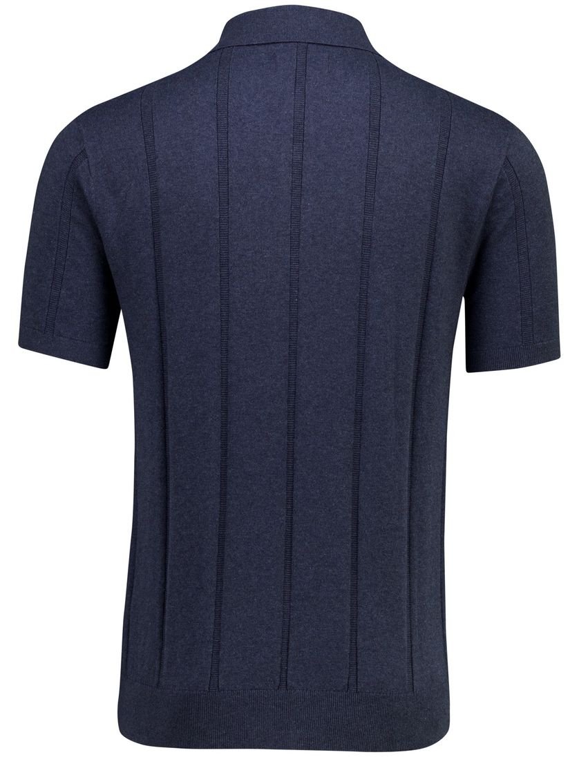 Donkerblauwe polo Barbour met streep structuur donkerblauw