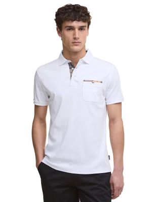 Barbour Polo Barbour wit korte mouw 3 knoops borstzak normale fit