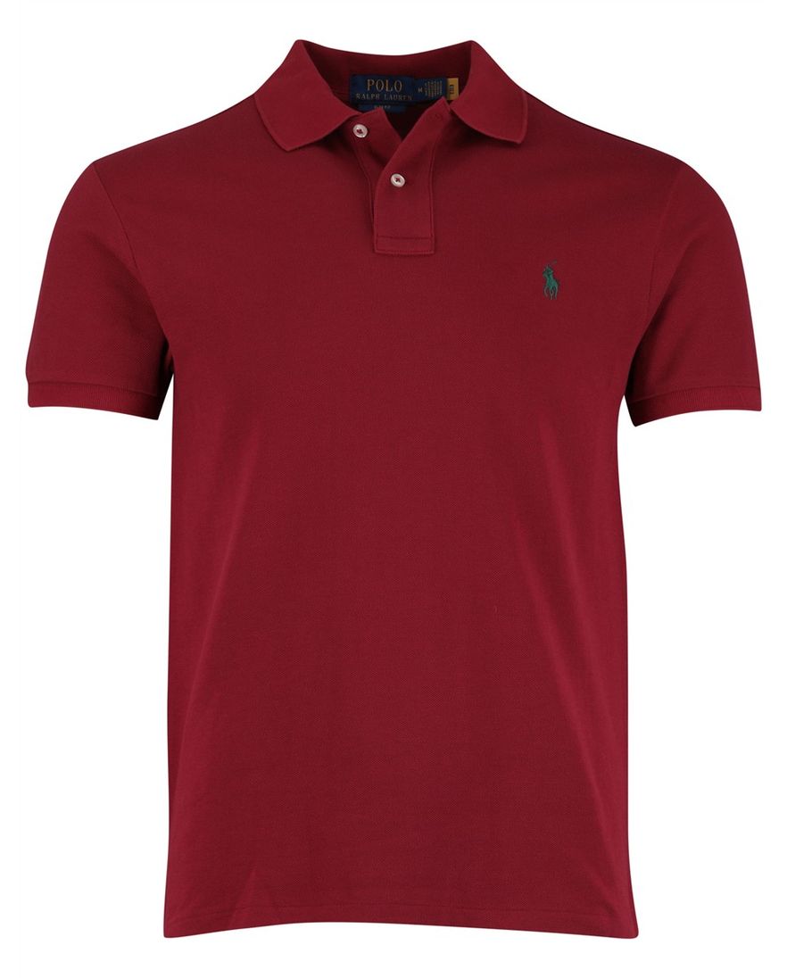 Polo Ralph Lauren Slim fit Polo Rood effen groen logo