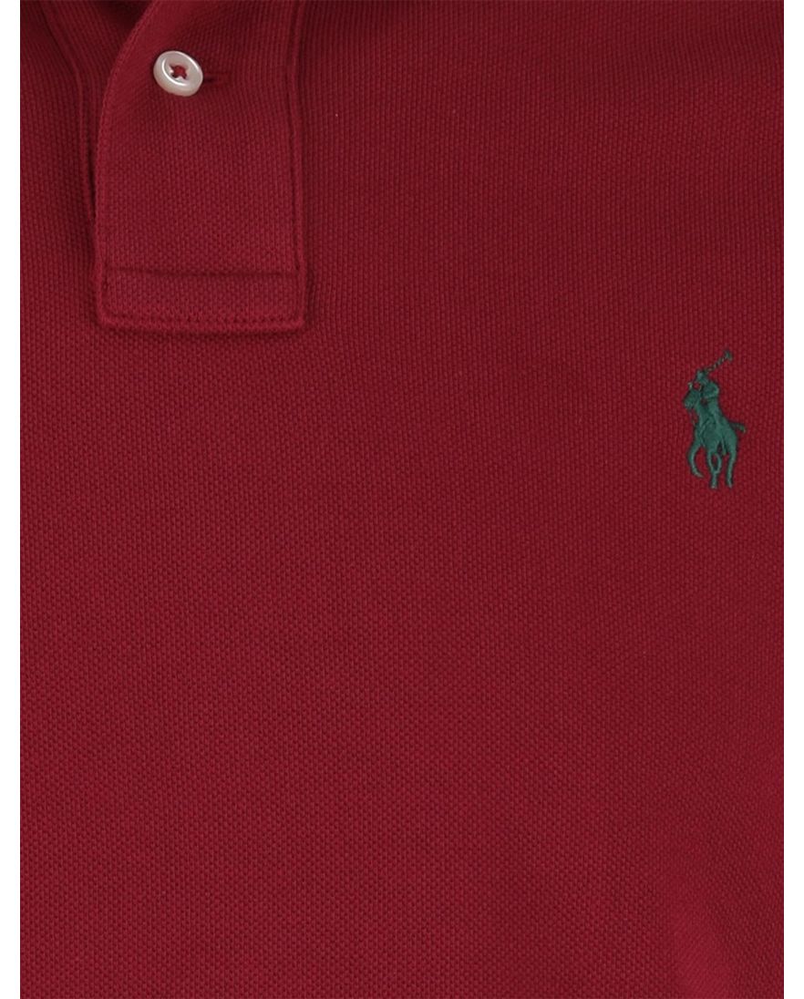 Polo Ralph Lauren Slim fit Polo Rood effen groen logo