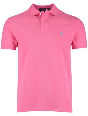 Polo Ralph Lauren Polo Ralph Lauren Slim fit Polo Roze effen blauw logo