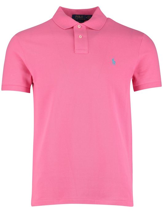 Polo Ralph Lauren Slim fit Polo Roze effen blauw logo