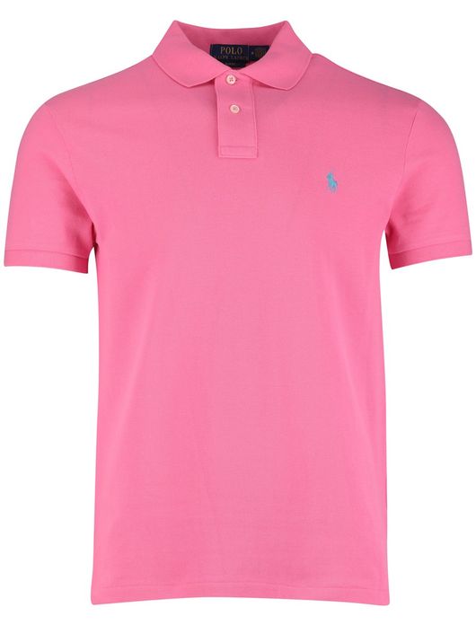 Polo Ralph Lauren Slim fit Polo Roze effen blauw logo