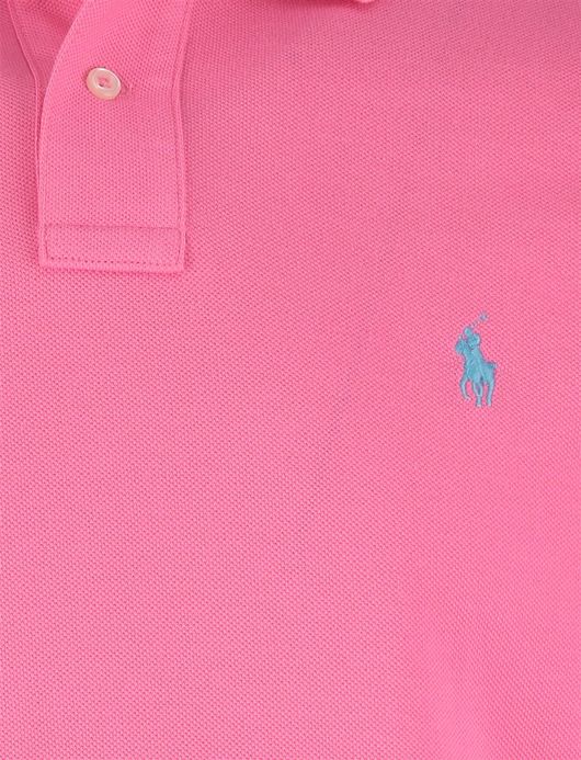 Polo Ralph Lauren Slim fit Polo Roze effen blauw logo